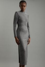 Petite Figure Form Bandage Knit All Over Embellished Maxi Dress at Karen Millen